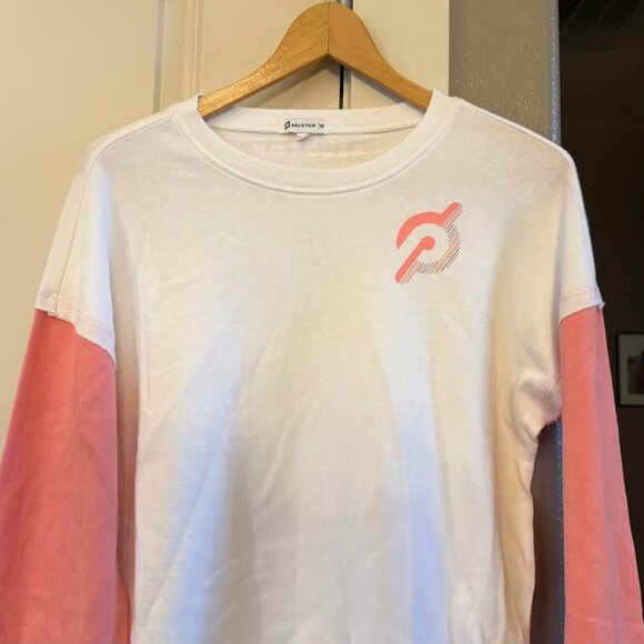Women’s Peleton Crew Neck Colorblock Pink & WhitePullover Sweatshirt-Size Medium - Picture 5 of 9